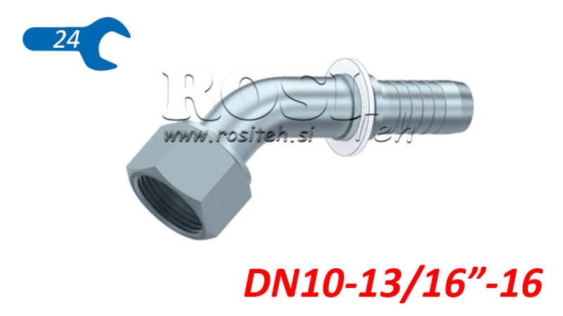 HIDRAULIČNI PRIKLJUČAK DKORFS ŽENSKI KOLJENO 45° DN10-13/16-16