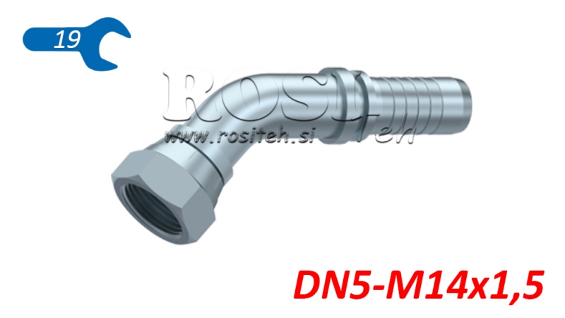 HIDRAULIČNI PRIKLJUČAK BSP ŽENSKI KOLJENO 45° DN5-M14x1,5