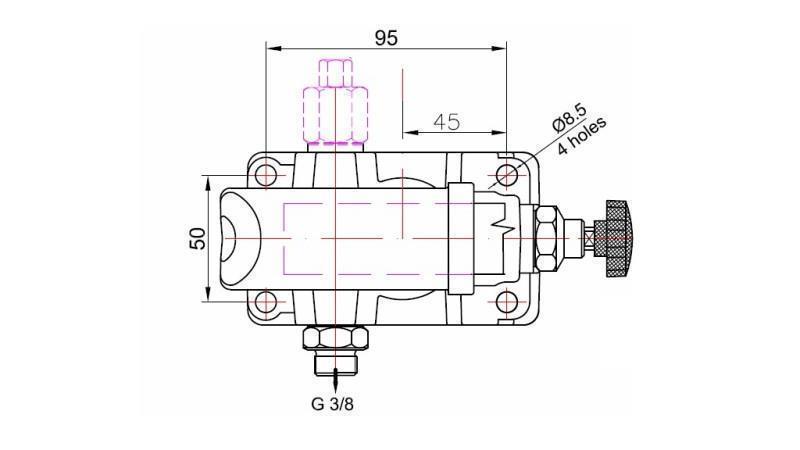 RUČNA PUMPA 12CC -SD- JEDNOSMJERNA - dimenzije