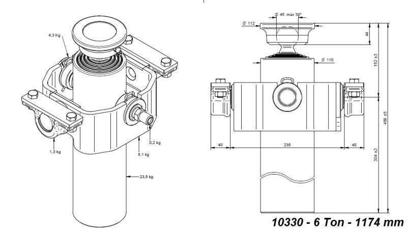 TELESCOPSKI CILINDAR KOMPAKTAN 4 STEPENI 1174mm x110 -LOPTA